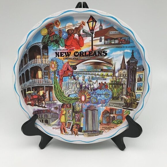 Ken Haag Other - Ken Haag Tin Tray Vintage Medium New Orleans The Big Easy Jazz Keepsake Souvenir